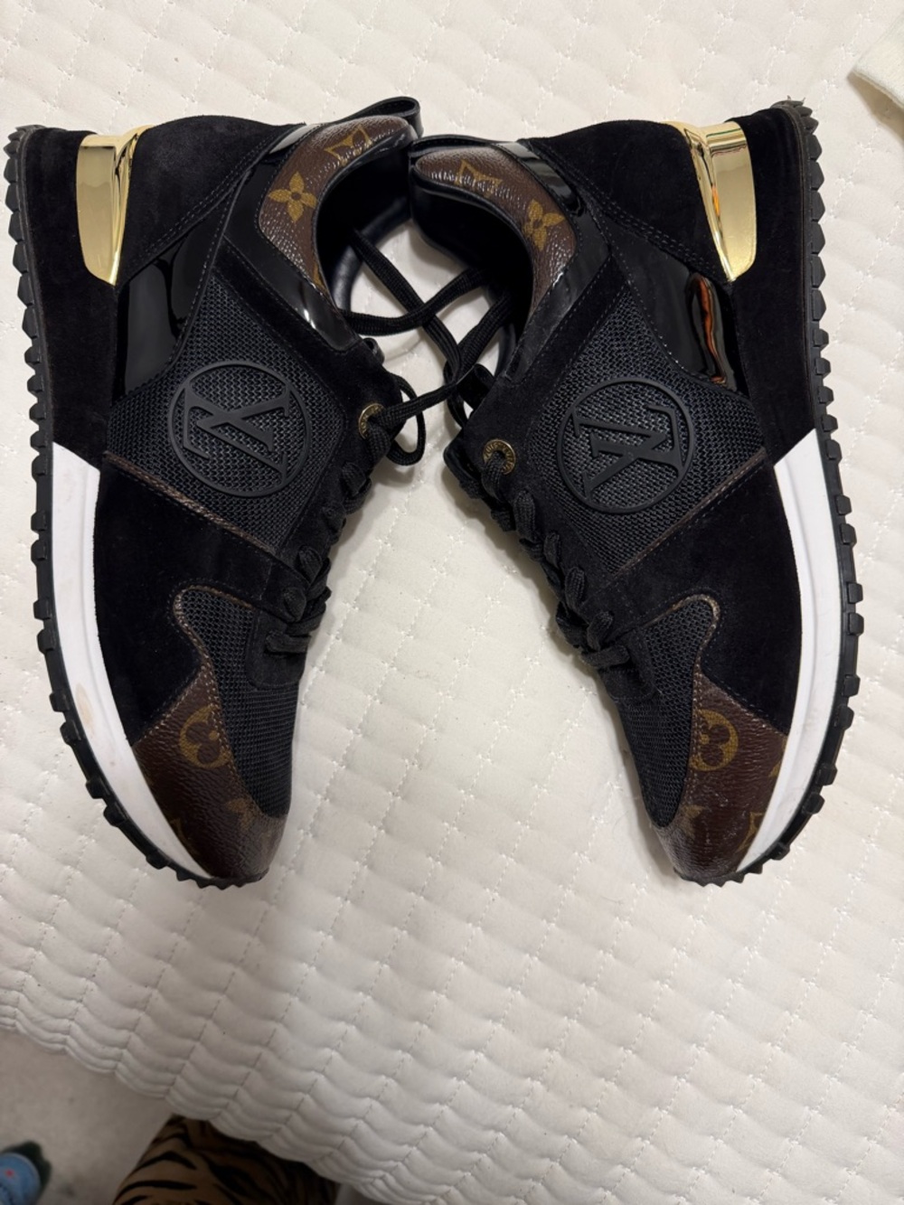 Louis Vuitton Black & Brown Men's Runner Sneakers with Gold Accent